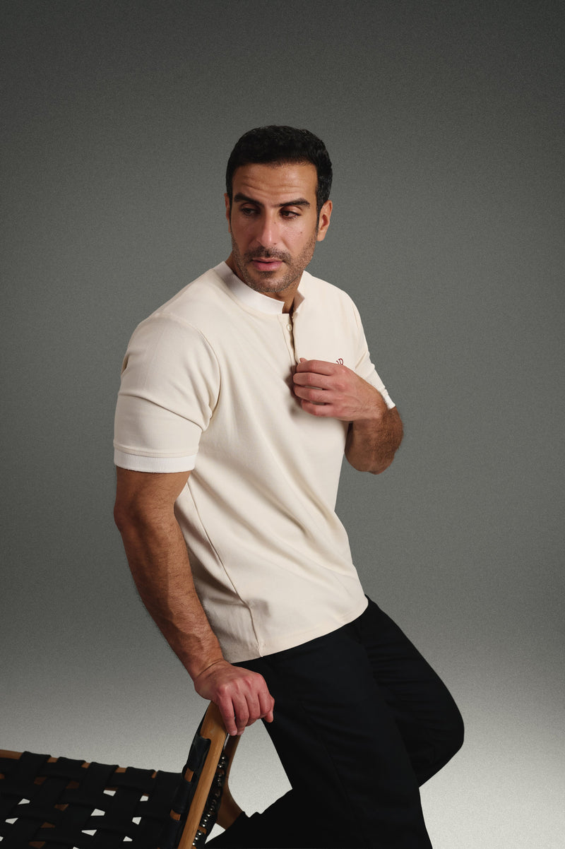 Rflx Reflection Polo in heather grey, close on the knit